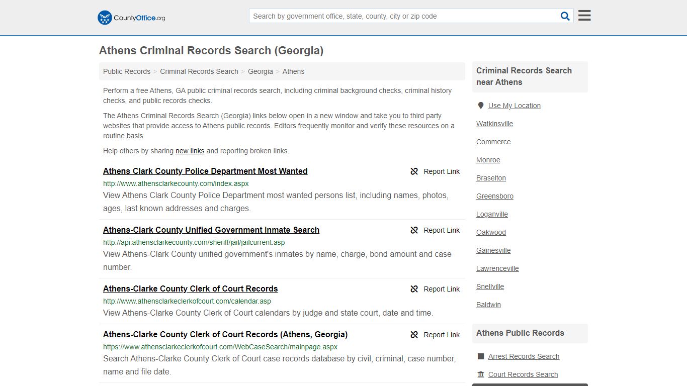 Criminal Records Search - Athens, GA (Arrests, Jails ...